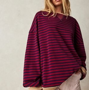 WeThe Free - Free People Classic Striped Oversized Crew